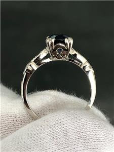 LIV Platinum & Diamonds Blue Ceylon Sapphire Round Solitaire Engagement Ring