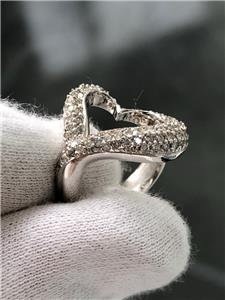 LIV 14k White Gold Genuine Diamonds Pave Open Heart Halo Band Ring G/VS1 Gift