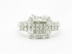 LIV 18kt White Gold Genuine White Diamond Marquee Halo Design Engagement Ring Gift