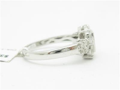 LIV 18kt White Gold Genuine White Diamond Marquee Halo Design Engagement Ring Gift