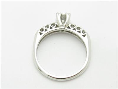 LIV 14k Solid White Gold Genuine Diamond Vintage Engagement 4 Prong Design Ring