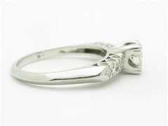 LIV 14k Solid White Gold Genuine Diamond Vintage Engagement 4 Prong Design Ring
