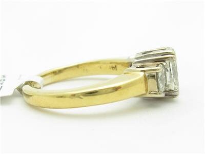 LIV 14k Yellow Gold Genuine 1.68 ct Oval Diamond 3 Stone Design Engagement Ring Gift
