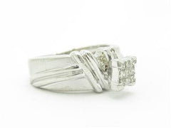 LIV 14k White Gold & Diamonds Princess Cut Solitaire Design Engagement Band Ring