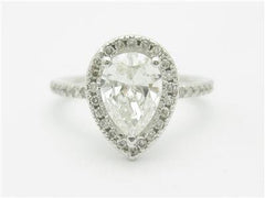 LIV 14k White Gold & Diamonds Pear Shape 1.46ct Center Stone G-VS1 Engagement Ring