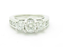 LIV 14k White Gold & Diamonds 3 Stone Design Engagement Promise Ring 1.50ct G-SI1