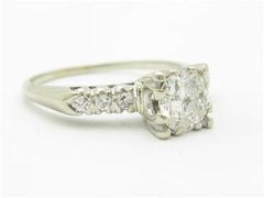 LIV 14k White Gold & Round Diamond Vintage Estate Engagement 1.00 ct tw Ring Gift