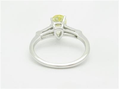 LIV 14k White Gold & Diamonds Yellow Sapphire Pear Shape Engagement Design Ring