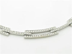 LIV 14k Solid White Gold & Diamonds Pave Link Design Tennis Necklace