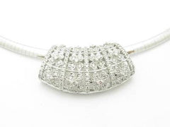 LIV 14k Solid White Gold Genuine Diamond Vintage Design Slider Omega Necklace