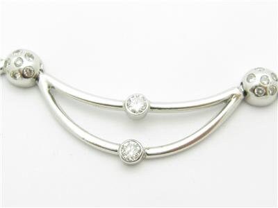 LIV 14k White Gold & Diamonds Abstract Design Halo Bridal Tennis Necklace Gift