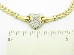 LIV 14k Solid Yellow Gold & Diamond Pave Heart V Shape Tennis Necklace