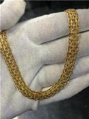 LIV 14k Yellow Gold Diamond Cut Flat Byzantine Tennis Necklace 20" Length 27.6g Gift