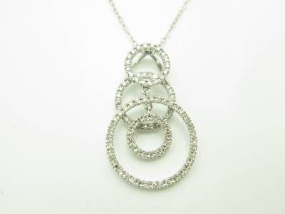 LIV 14kt White Gold Genuine White Diamond Circle of Life Design Halo Necklace Gift