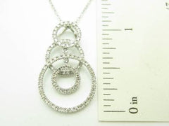 LIV 14kt White Gold Genuine White Diamond Circle of Life Design Halo Necklace Gift