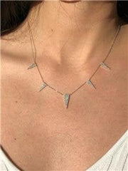 LIV 14k White Gold & Diamonds 0.68ct G/VVS Pave Spike Design Choker Halo Necklace