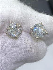 LIV 14k White Gold Round Diamond Stud Earrings 2.01ct tw G/SI1 Screw Back Earrings