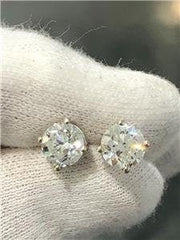 LIV 14k White Gold Round Diamond Stud Earrings 2.01ct tw G/SI1 Screw Back Earrings