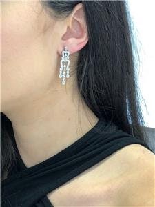 LIV 14k White Gold Genuine Diamonds 1.26ct G/VS1 Unique Chandelier Drop Earrings