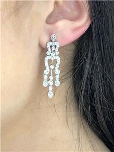 LIV 14k White Gold Genuine Diamonds 1.26ct G/VS1 Unique Chandelier Drop Earrings