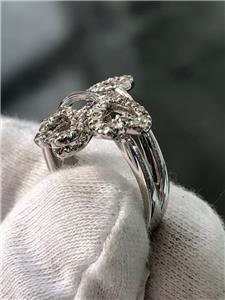 LIV 14k White Gold Genuine Diamonds Pave Design Heart Halo Wide Band Ring Sz 7 G/VS1