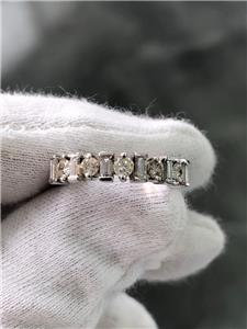 LIV 14k White Gold Genuine Diamonds Baguette & Round Design Band Ring Sz 6.5 G/VS1