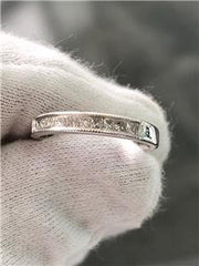 LIV 14k White Gold Genuine Diamonds Princess Cut Design Band Ring Size 7 G/VS1