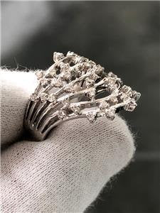 LIV 14k White Gold Genuine Diamonds 0.55ct Pave Wide Band Right Hand Ring Sz 7 G/VS1