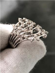 LIV 14k White Gold Genuine Diamonds 0.55ct Pave Wide Band Right Hand Ring Sz 7 G/VS1