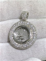 LIV 14k White Gold & Diamonds Floating Design Round Halo Pave Necklace G/VS1 4.40ct