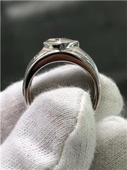 LIV 14k White Gold Genuine Diamond Princess Cut Invisible Halo Wide Band Ring Size 7