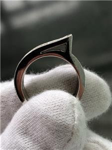 LIV 14k White Gold Genuine Diamond Princess Cut 3 Row Design Wide Band Ring Size 7