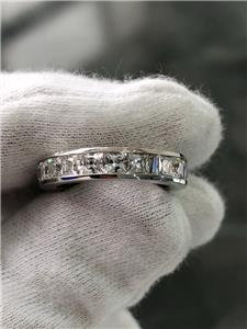 LIV 14k White Gold White Sapphire Princess Cut Channel Set Eternity Band Ring Size 6