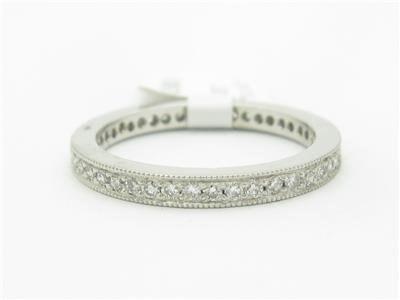 LIV Platinum Genuine White Diamond Round Pave Eternity Design Wedding Band Ring Gift  All Sizes Available