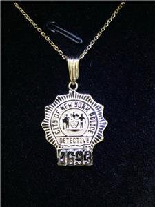 LIV 14k Yellow Gold Custom Made City of New York Police Detective Badge Pendant