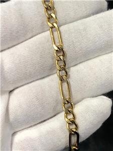 LIV 10k Yellow Gold Diamond Cut Figaro Design Link Bracelet 5.0 Grams 5.91mm Wide 8.5" Length