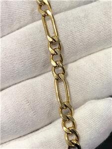 LIV 10k Yellow Gold Diamond Cut Figaro Design Link Bracelet 5.0 Grams 5.91mm Wide 8.5" Length