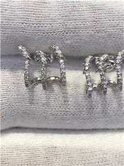 LIV 14k White Gold & Genuine Diamonds Custom Made Lightning Bolt Cuff Stud Earrings