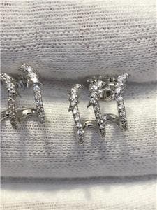 LIV 14k White Gold & Genuine Diamonds Custom Made Lightning Bolt Cuff Stud Earrings