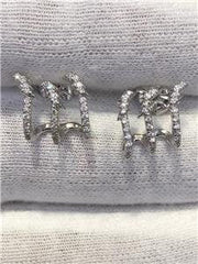 LIV 14k White Gold & Genuine Diamonds Custom Made Lightning Bolt Cuff Stud Earrings