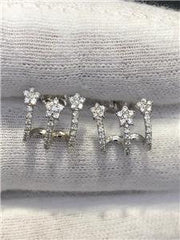 LIV 14k White Gold & Genuine Diamonds Custom Made Star Cuff Design Stud Earrings