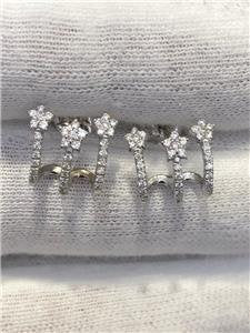 LIV 14k White Gold & Genuine Diamonds Custom Made Star Cuff Design Stud Earrings