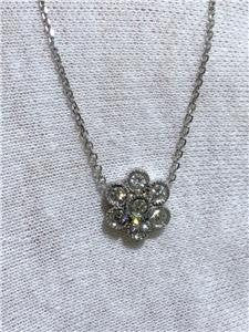 LIV 14k White Gold & Diamonds Flower Halo Choker G/VVS Solitaire Necklace 0.50ct tw