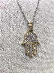 LIV 14k Yellow Gold & Genuine Diamonds G/VVS Pave Hamsa Hand of God Custom Necklace