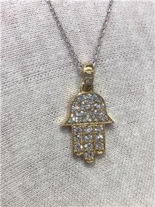 LIV 14k Yellow Gold & Genuine Diamonds G/VVS Pave Hamsa Hand of God Custom Necklace