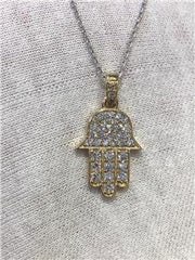 LIV 14k Yellow Gold & Genuine Diamonds G/VVS Pave Hamsa Hand of God Custom Necklace