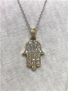 LIV 14k Yellow Gold & Genuine Diamonds G/VVS Pave Hamsa Hand of God Custom Necklace