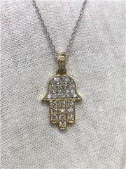 LIV 14k Yellow Gold & Genuine Diamonds G/VVS Pave Hamsa Hand of God Custom Necklace