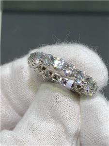 LIV 14k White Gold & Lab Grown Diamonds Shared Prong Air Line Setting Eternity Band E-VVS1 4ct Ring