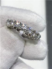 LIV 14k White Gold & Lab Grown Diamonds Shared Prong Air Line Setting Eternity Band E-VVS1 4ct Ring